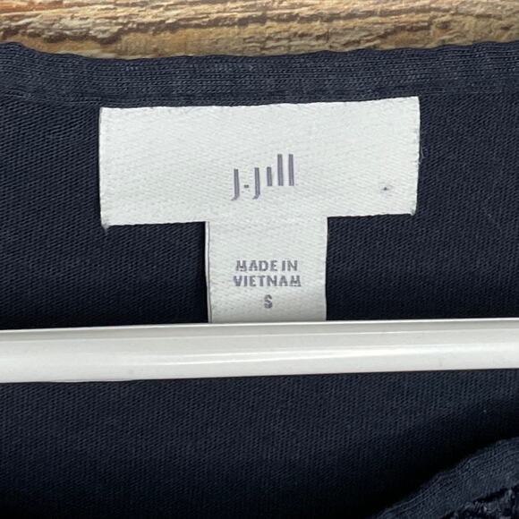 J. Jill Lace Overlay Dress Sleeveless Navy Blue Accordion Pleated Size Small - Picture 4 of 9